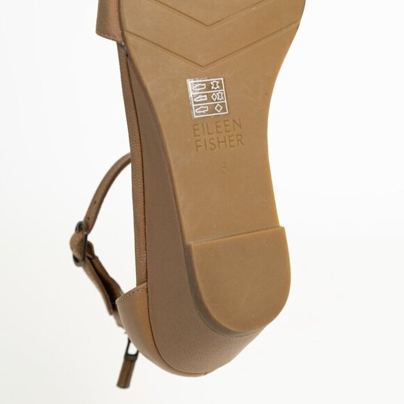 ✨ Eileen Fisher Leather Wedge Sandal Mara Tumbled Tan - Picture 15 of 15
